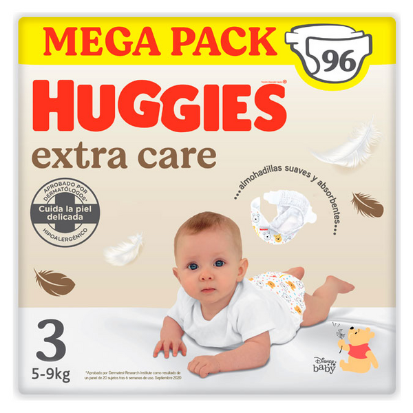 Huggies Extra Care Pañal Disney Talla 3 (5-9 Kg) 96 Uds