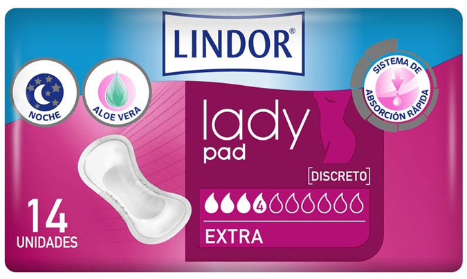 Lindor Lady Compresas Extra 4 Gotas Incontinencia 14 Uds