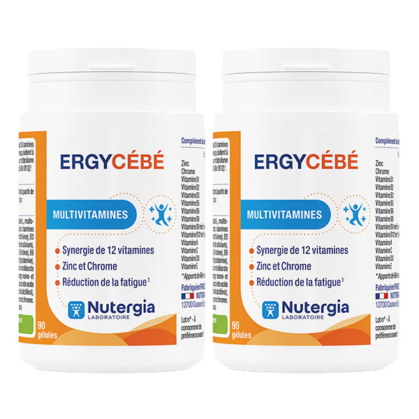 Ergycébé Multivitamines Cure de 3 à 6 mois Lot 2 x 90 Gélules - -Fatigue, baisse de tonus