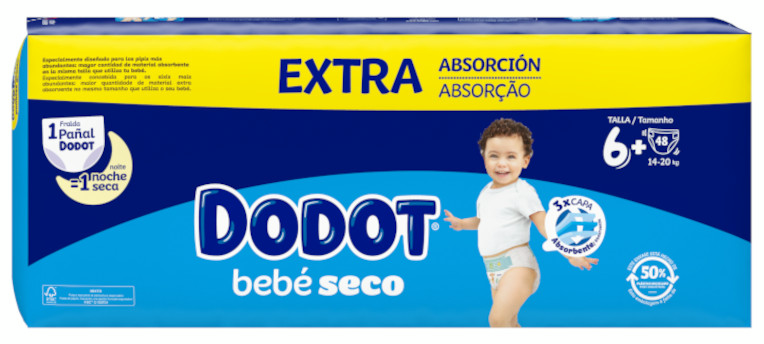 Dodot Mainline Extra Bebé Seco Talla 6+ (+14kg) 48 Unidades