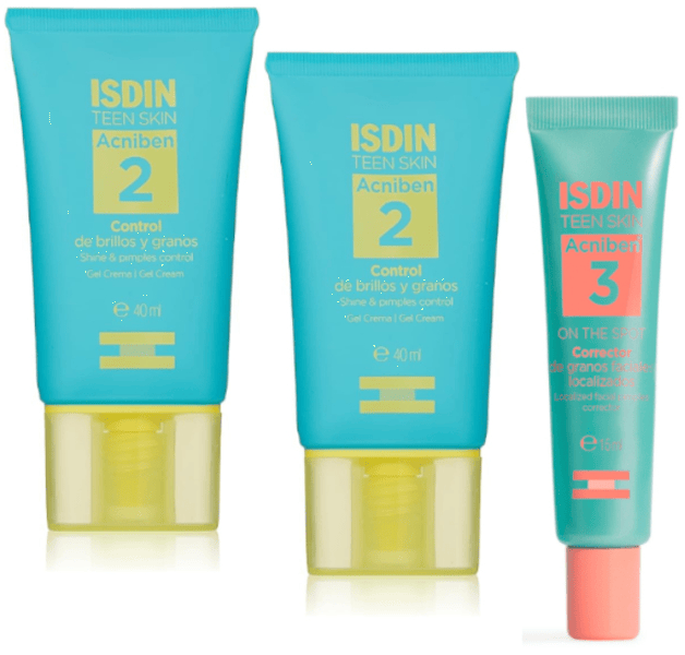 Isdin Acniben Control Brillos y Granos 2 uds + Granos Localizados 15 ml