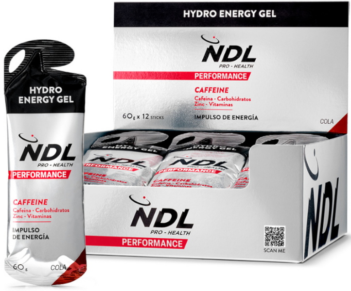 NDL Pro-Health Gel Energético Cafeína Sabor Cola 12x60 Gr