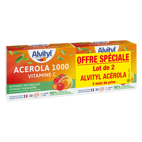 Acerola 1000 à croquer Vitamine C dès 12 ans 2x30 comprimés 5