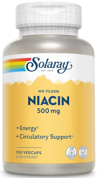 Solaray Niacin No Ruborizante 500 Mg 100 Cápsulas Vegetales