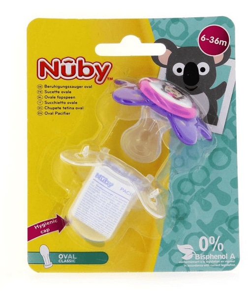 Nuby Chupete Silicona Oval Classic 6-36m Lila y Rosa
