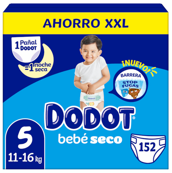 Dodot Bebé Seco Pañales Box XXL T5 (11-16 Kg) 152 Uds