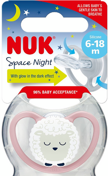 Nuk Chupete Space Night De Silicona 6-18m 1ud