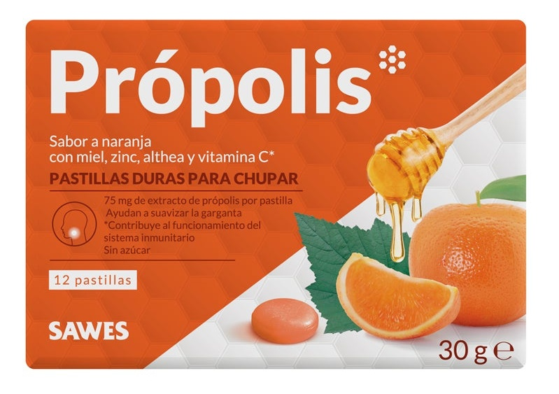 Sawes Propolis Miel, Zinc, Althea, Vit C sabor naranja 30 gr