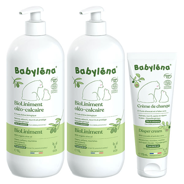 Duo Essentiel Change : Liniment Oléo-Calcaire Bio 2x1L + Crème Change Bio 75ml