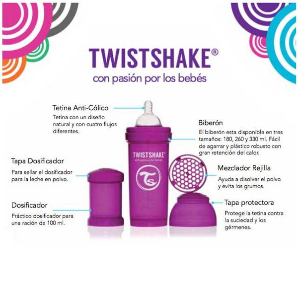 Twistshake Biberón Anticólico 330ml Blanco