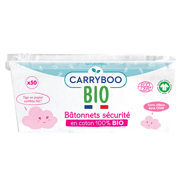Bâtonnets Sécurité Coton Bio 50 bâtonnets