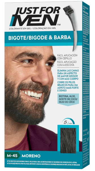 Just For Men Gel Colorante para Bigote y Barba Moreno M-45