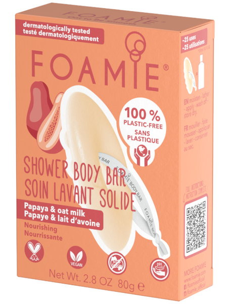 Foamie Limpiador Corporal Sólido Leche De Avena Y Papaya