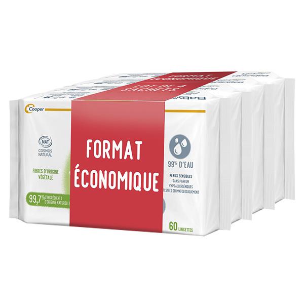 Lingettes à l'Eau Corps Visage Siège Sans Parfum Lot de 4 x 60 lingettes 3