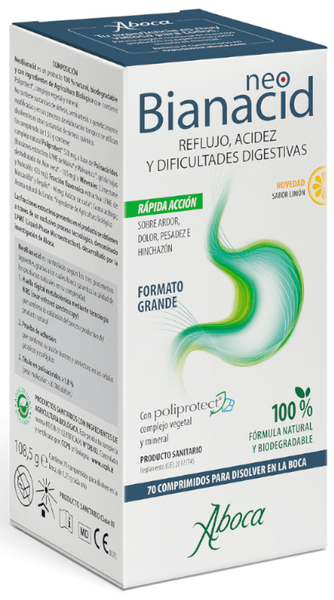 aboca neobianacid acidez reflujo dificultades digestivas sabor limon 70 comprimidos
