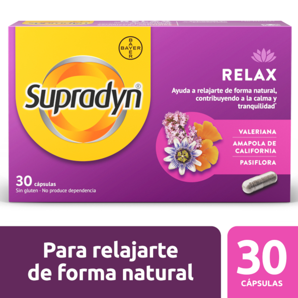 Supradyn Relax, Calma Y Tranquilidad Con Pasiflora Y Valeriana 30 Cápsulas