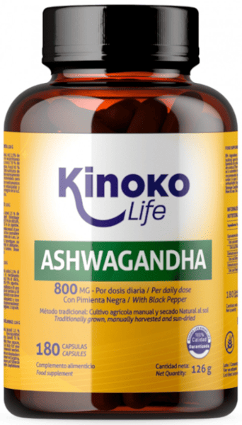 Kinoko Life Ashwagandha con Pimienta Negra 800mg 180 Cápsulas