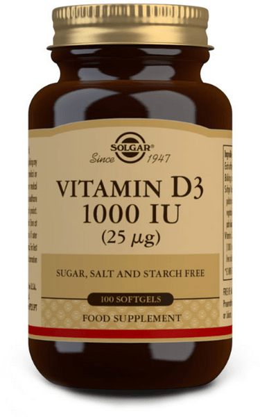 Solgar Vitamina D3 1000 UI 25mg 100 Cápsulas Blandas
