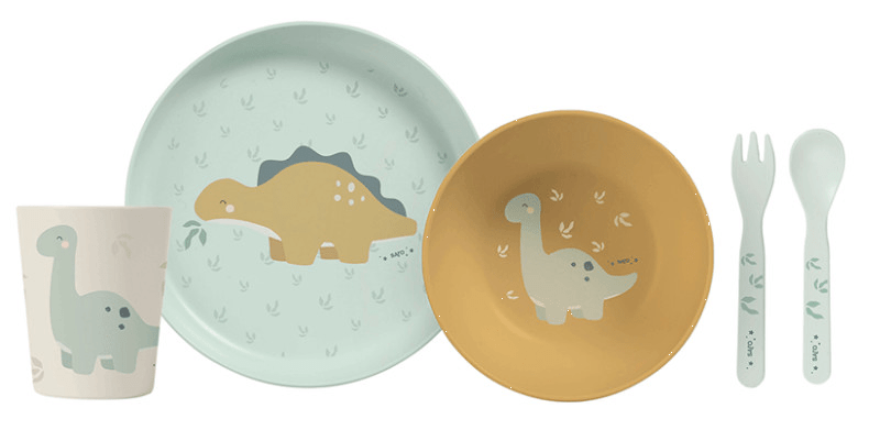Saro Vajilla Infantil Wild Dinos Mostaza 5 pzs