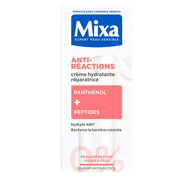 crème hydratante et réparatrice anti-reactions de Panthénol et Peptides