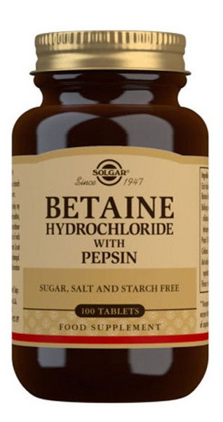 Solgar Betaína Clorhidrato Con Pepsina 100 Comprimidos