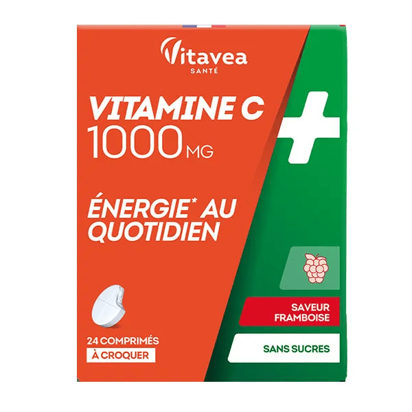 Vitamine C 1000mg Energie 24 comprimés à croquer Saveur framboise 3