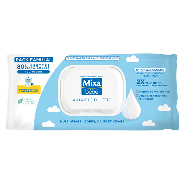 Lingettes Bébé au Lait de Toilette x80 2