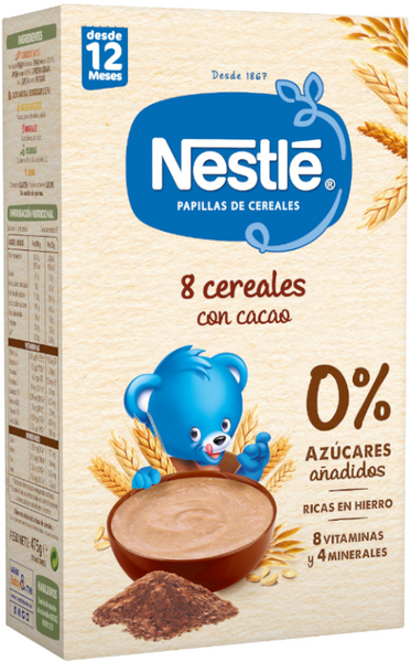 Nestlé Papilla 8 Cereales Con Cacao +12m 450 Gr