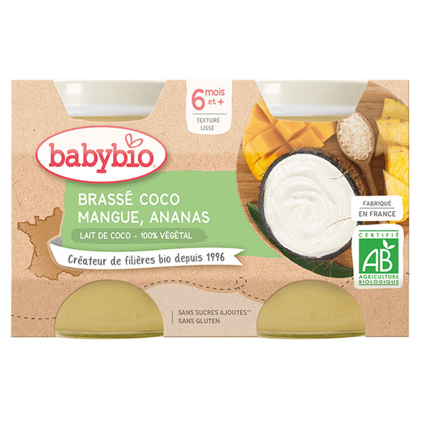Desserts Végétaux Pot Brassé Lait de Coco Mangue Ananas +6m Bio 2 x 130g 2