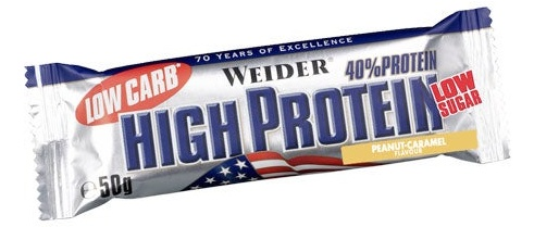 Weider Barrita 40% Protein Low Carb Bar Cacahuete-Caramelo 1 Ud 50 Gr