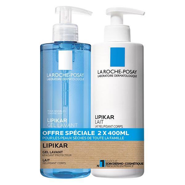 Lot Lipikar Lait 400ml et Gel lavant 400ml