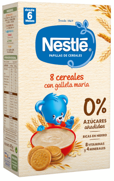 Nestlé Papilla 8 Cereales Con Galleta María + 6m 475 Gr