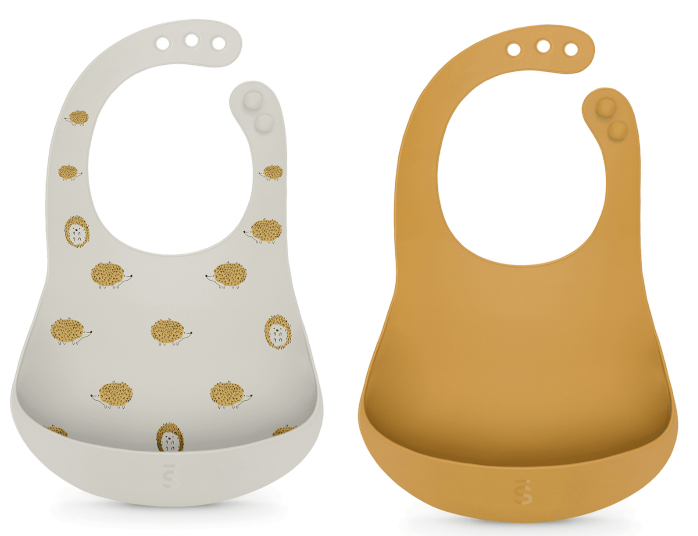 Suavinex Baberos de Silicona +4m Amarillo y Gris 2 uds