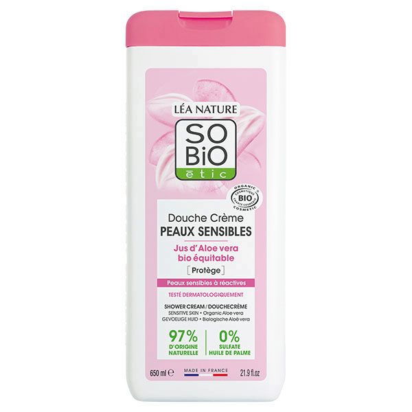 So'Bio Étic Douche Crème Peaux Sensibles Jus d'Aloe Vera Bio 650ml 2