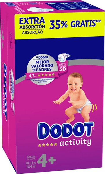 Dodot Pañales Activity T4+ De 10 a 15Kg 104 Uds