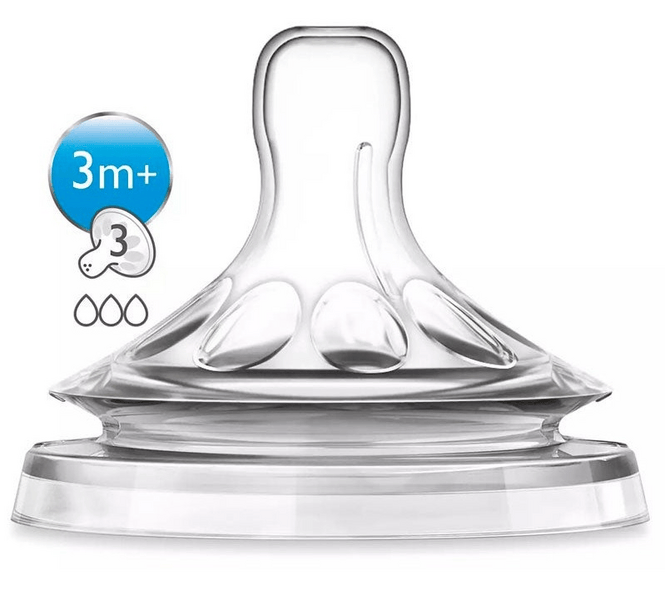 Avent Tetina Natural de Flujo Medio 2 Agujeros (3m+) 2 Uds
