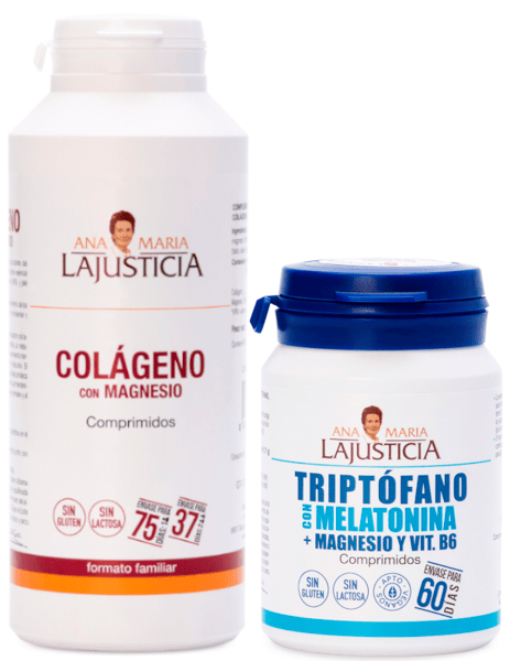 Ana Maria Lajusticia Colágeno y Magnesio 450 Comprimidos + Triptófano + Melatonina + Magnesio y Vit. B6 60 Comprimidos