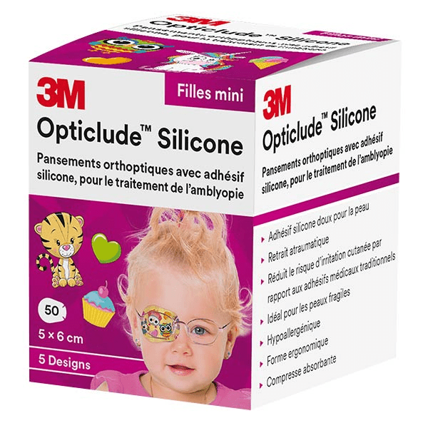 Opticlude Silicone Pansements Orthoptiques Filles Mini 5cm x 6cm 50 unités 2
