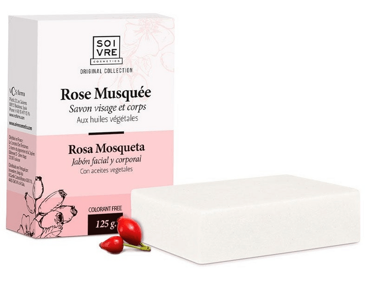 Soivre Jabón en Pastilla Facial y Coporal Rosa Mosqueta 125 gr