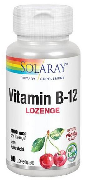 Solaray  Ácido Fólico 1000mg Y Vitamina B12 90 Comprimidos Sublinguales