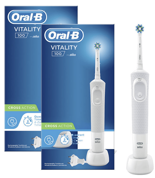 Oral-B Vitality 100 Cross Action Cepillo Eléctrico Blanco 2 uds