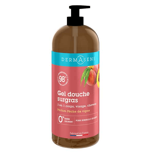 Dermasens gel douche surgras 3 en 1 Pêche de vigne 1L 2