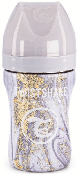Twistshake Biberón Anticólico Acero Marble Grey 260 ml
