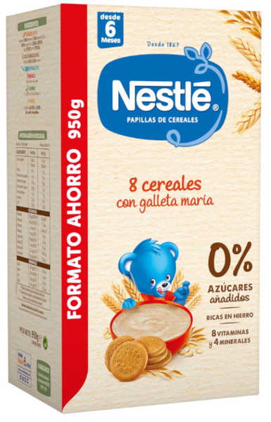 Nestlé Papilla 8 Cereales Con Galleta María +6m 950 Gr