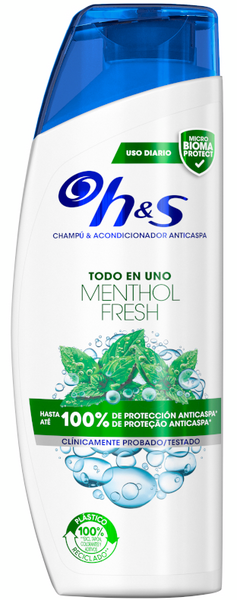 H&S Champú Y Acondicionador Anticaspa Todo En Uno Menthol Fresh 300 Ml