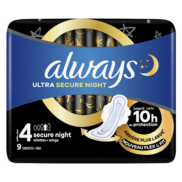 Serviettes Ultra Secure Night avec Ailettes 9 unités
