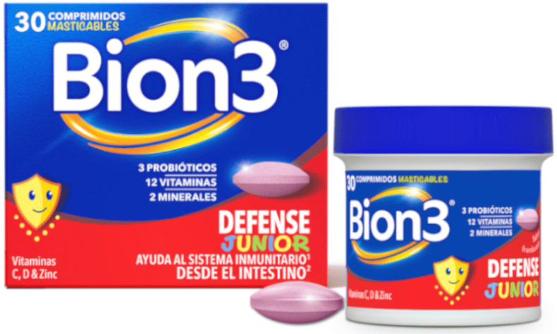Bion3 Defense Junior con Probióticos, Vitamina D 30 Comprimidos Masticables