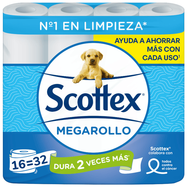 Scottex Papel Higiénico Megarrollo 16 Rollos
