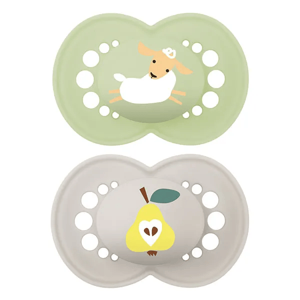 Sucette Original Nature 18+ mois Silicone Motifs Mouton Poire x2