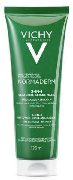 Vichy Normaderm 3 En 1 Exfoliante + Limpiador + Mascarilla 125ml